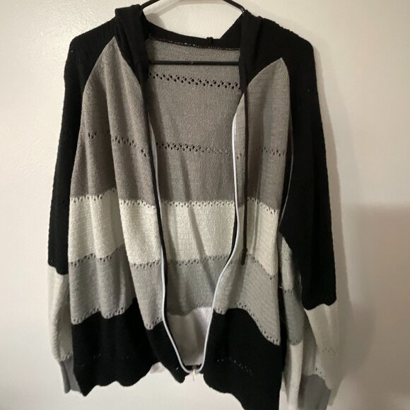 Women's Casual Long Sleeve Zip Up Hooded Sweatshirt W/ Pockets Light XXL Grey - Picture 4 of 7
